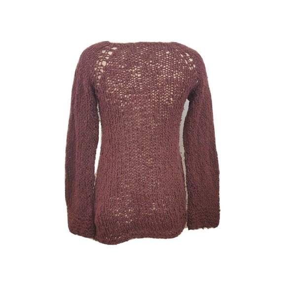 Free People Women's Boho Sweater Purple Size M Long Sleeve Chunky Knit - Picture 2 of 6